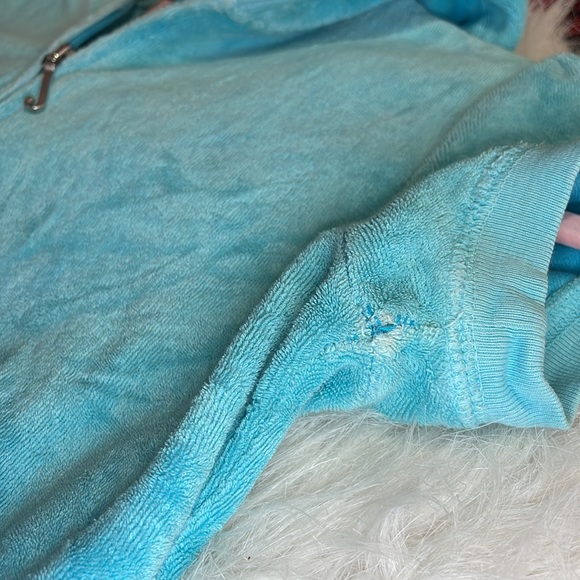 Juicy Couture Turquoise Blue Terry Top Short Sleeve P Vintage - Picture 7 of 10